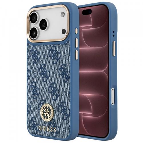Husa MagSafe pentru Apple iPhone 18 Pro Max / 17 Pro Max, Guess, 4G Strass Logo, Albastra
