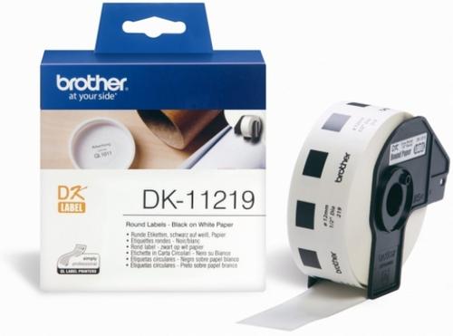 Etichete mici rotunde de Hartie Brother, 12 mm x 12 mm (Negru/alb)
